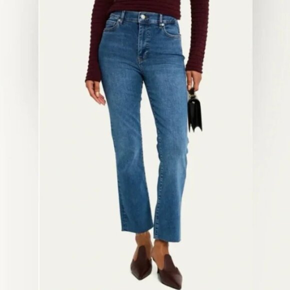 FRAME Le High Straight Jeans with Raw Hem 26 - Picture 1 of 8